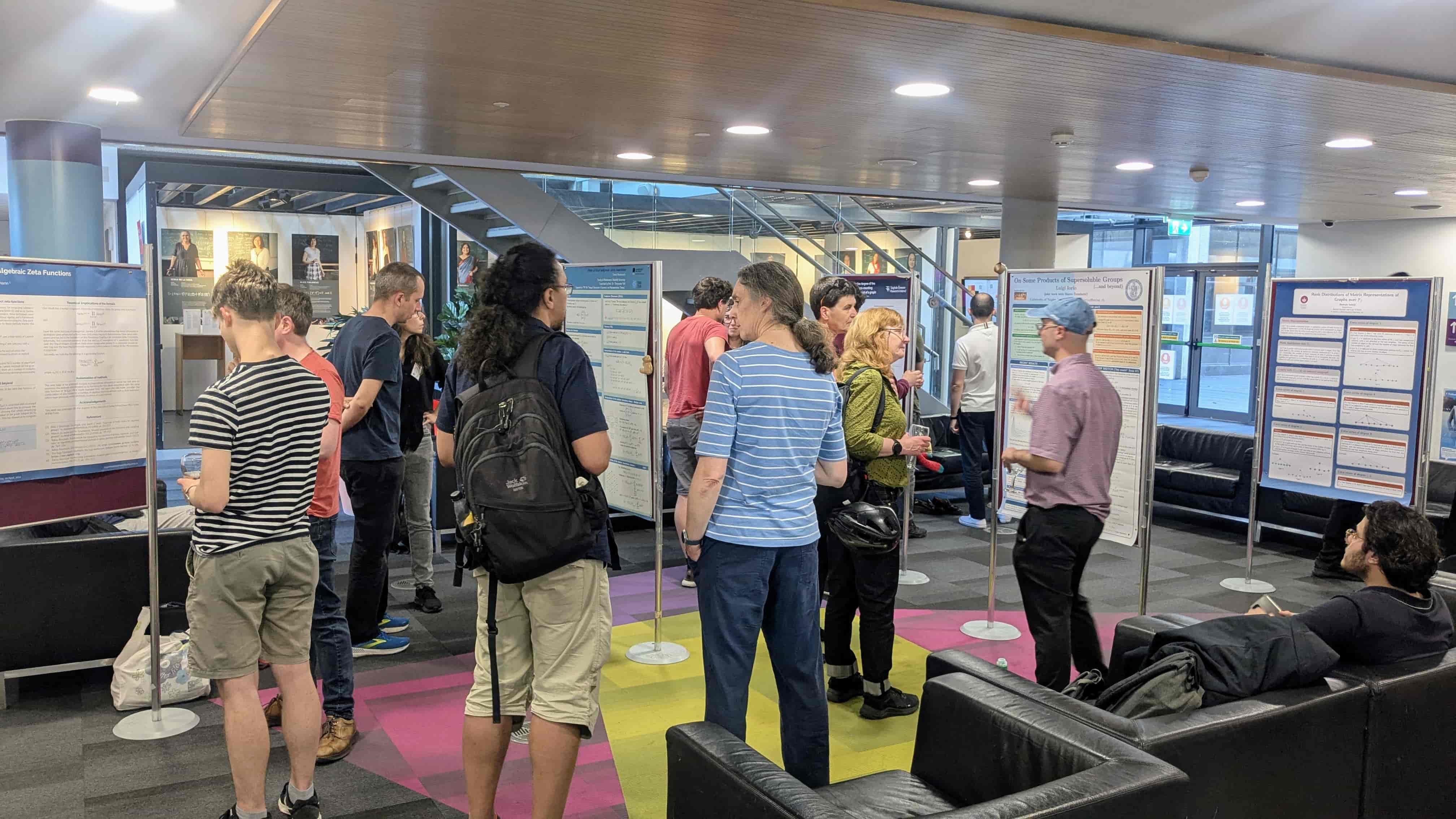 The poster session in the Hardiman Building during Groups in Galway 2025